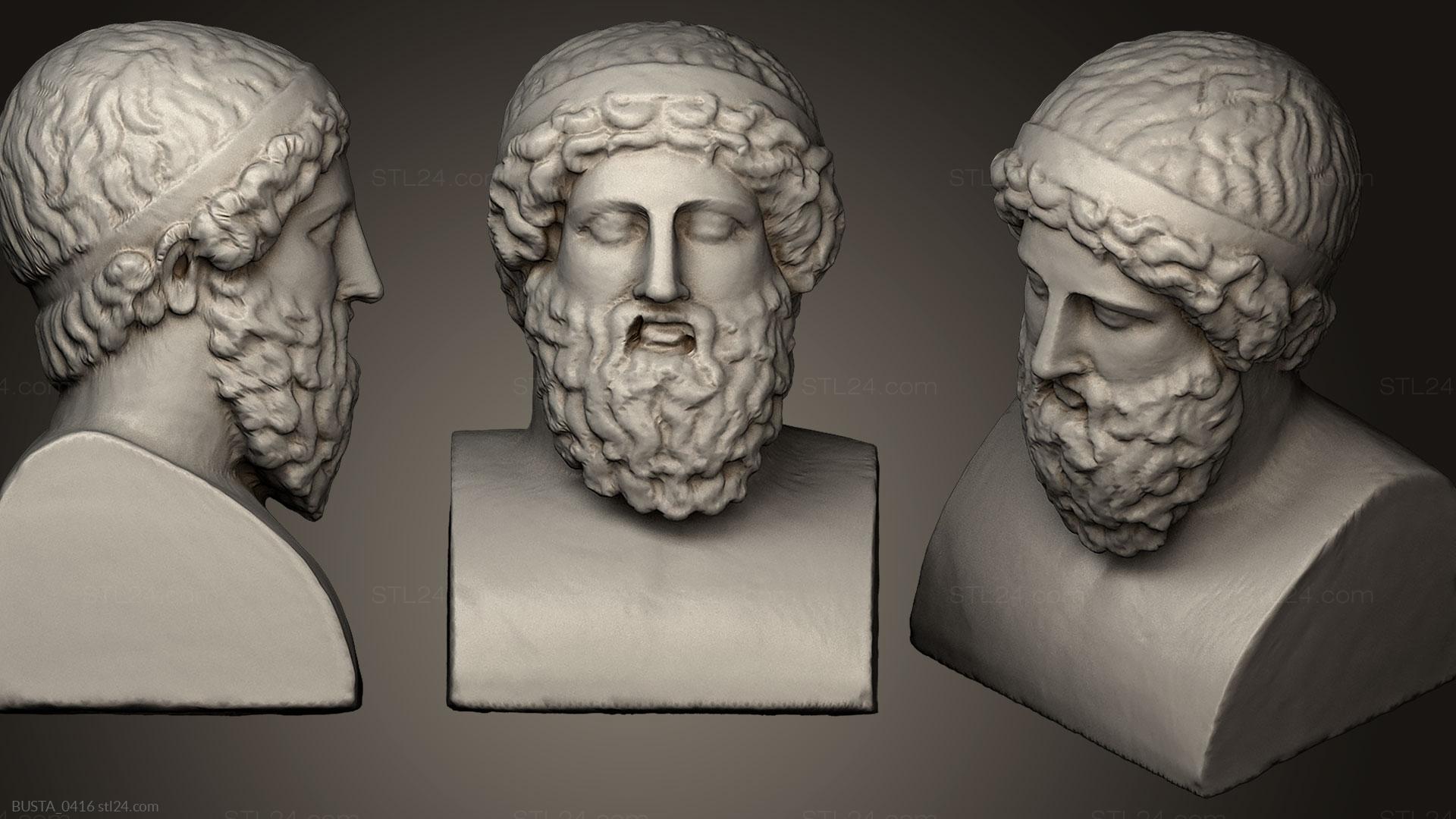 Бюсты и головы античные и исторические (Герма де Дионисос, BUSTA_0416) 3D модель для ЧПУ станка